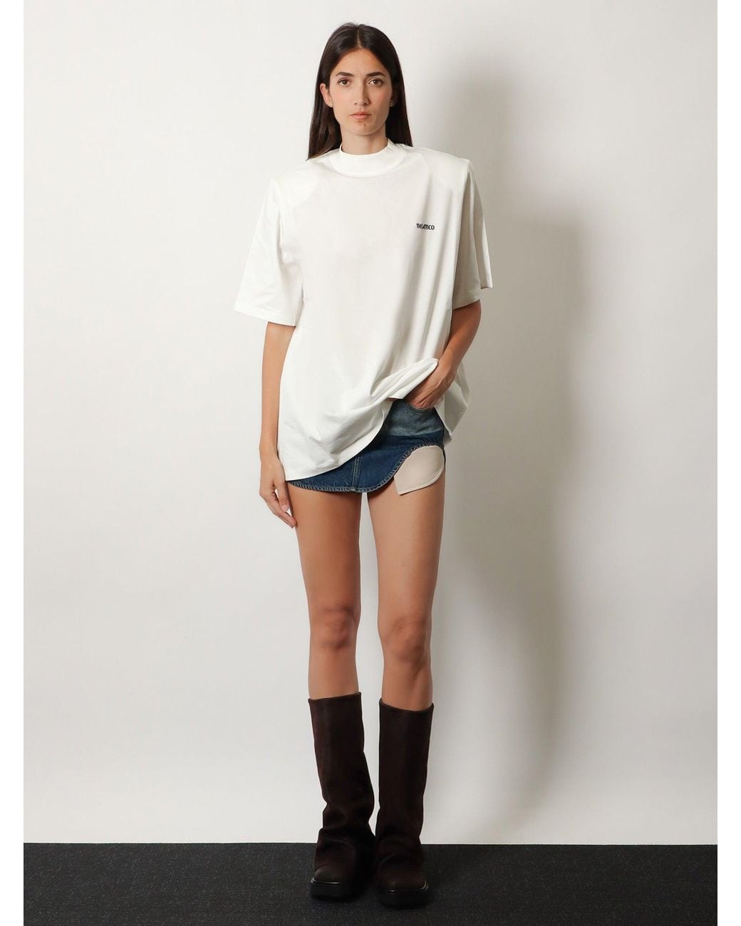 The Attico Blue Denim Mini Skirt