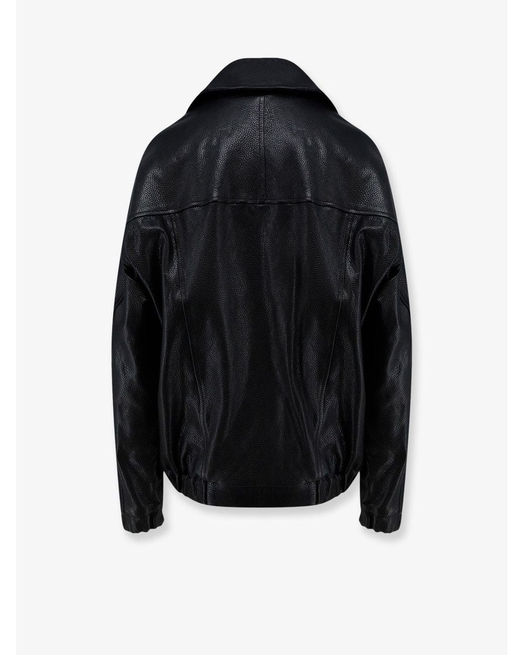 Semicouture Black Oversize Textured Leather Jacket