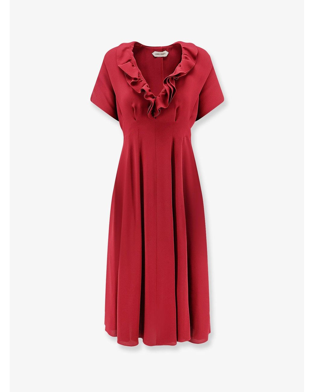 Alberta Ferretti Red Viscose Dress With Rouches