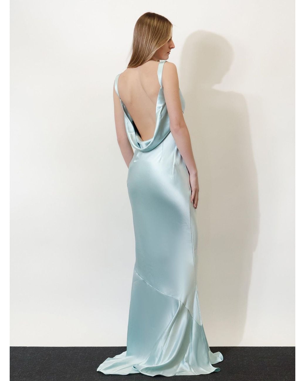 retroféte Blue Satin Vinica Dress