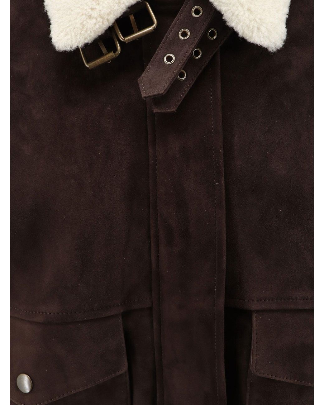 Semicouture Black Suede Jacket With Fur Collar