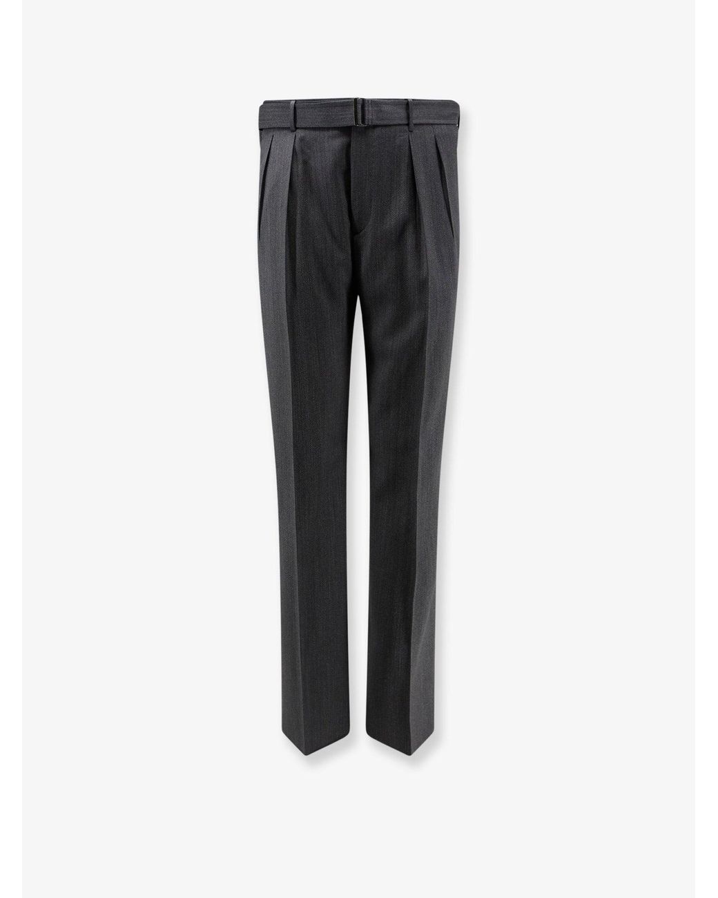 Tagliatore Black Nevil Virgin Wool Trousers With Belt for men