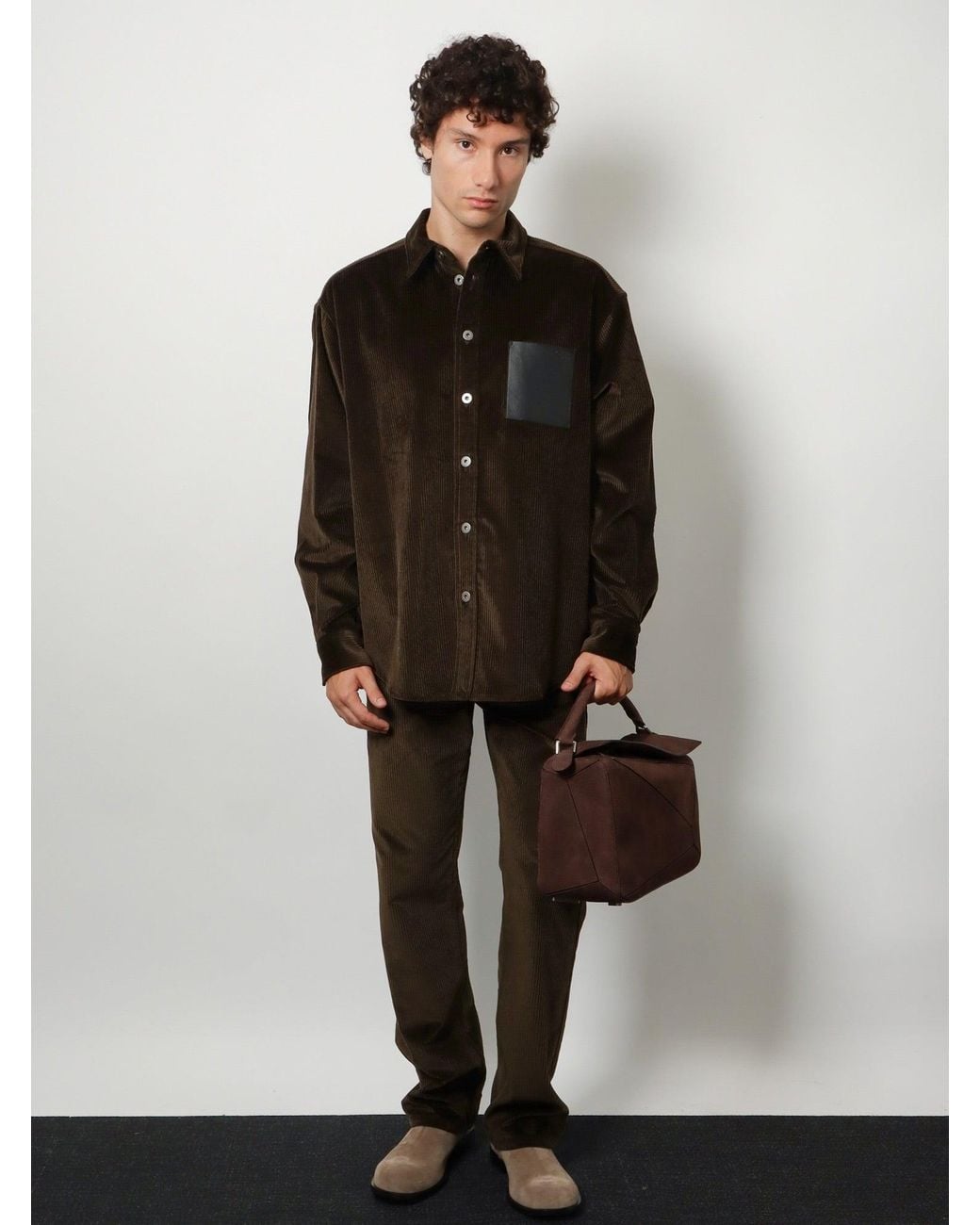 Loewe Brown Puzzle Large Nubuck Bag for men