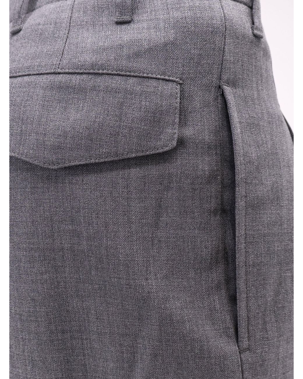 AMI Gray Virgin Wool Trousers for men
