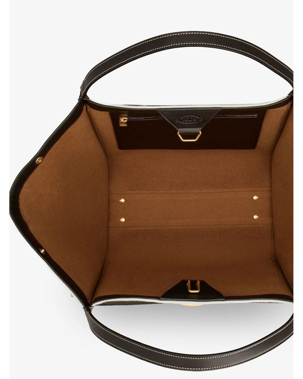 Tod's Metallic Tim Canvas And Leather Medium Shopping Bag