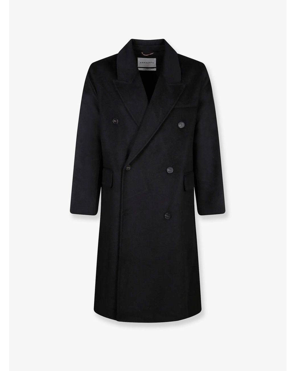 Amaranto Black Wool And Cashmere Blend Coat for men