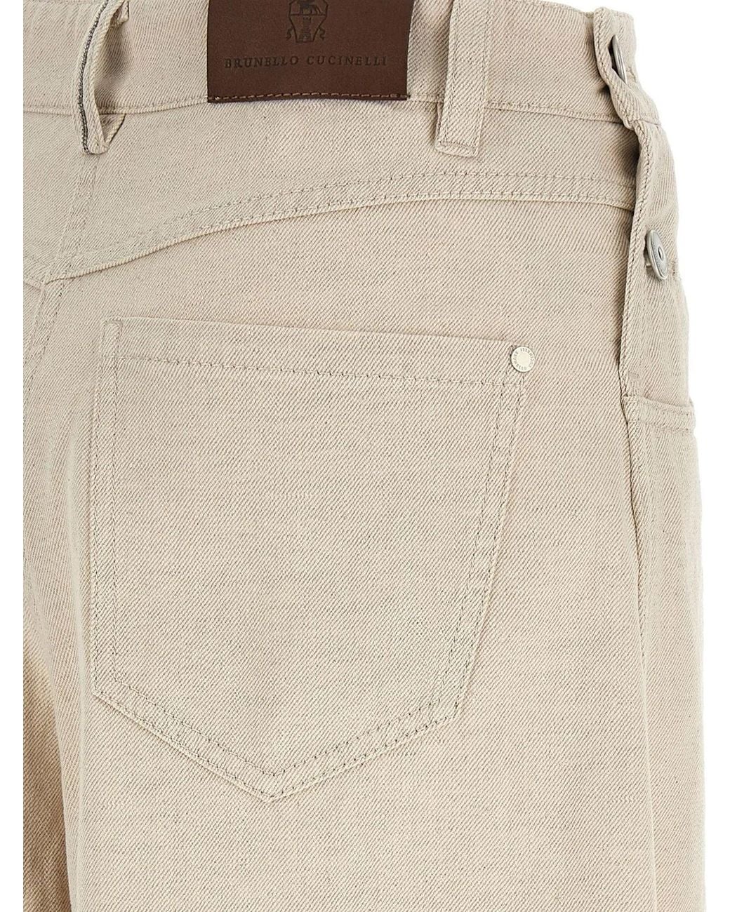 Brunello Cucinelli Natural The Maxi Sailor Jean-Low Slung Trousers