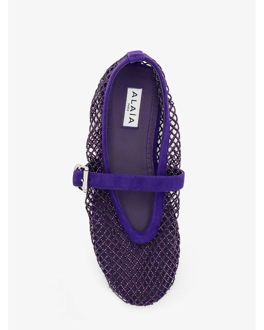 Alaïa White Ballerine Flat Mesh Ballerinas With Rhinestone Detail