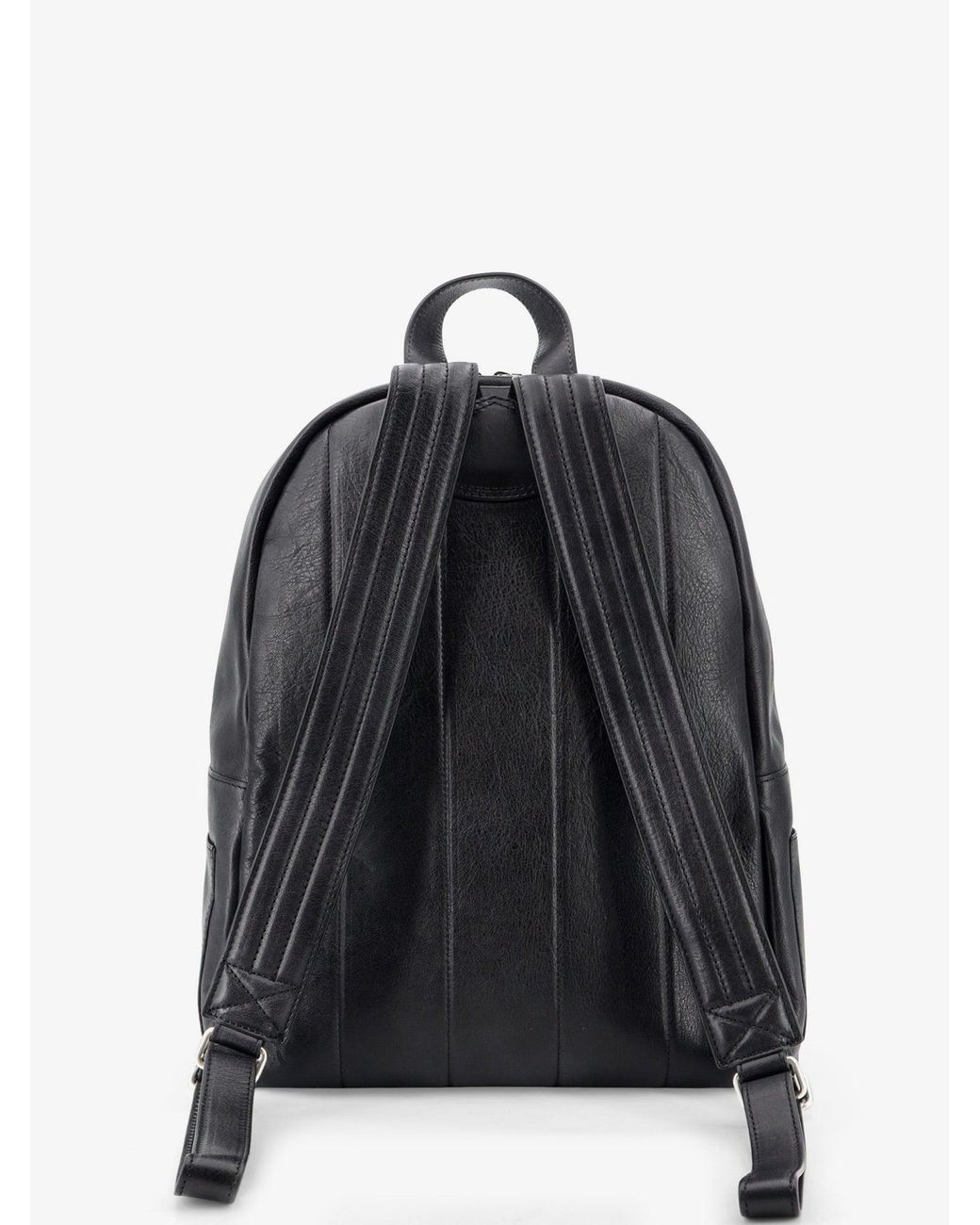 Orciani Black Leather Backpack With Logo for men