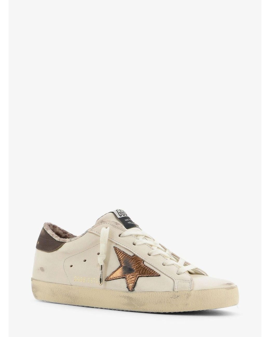 Golden Goose Super Star Vintage Leather Sneakers in Natural | Lyst