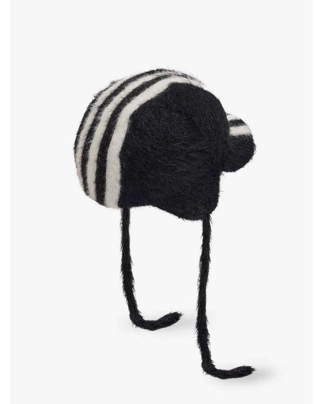 Y-3 Black Hat With Earflaps And Drawstrings for men