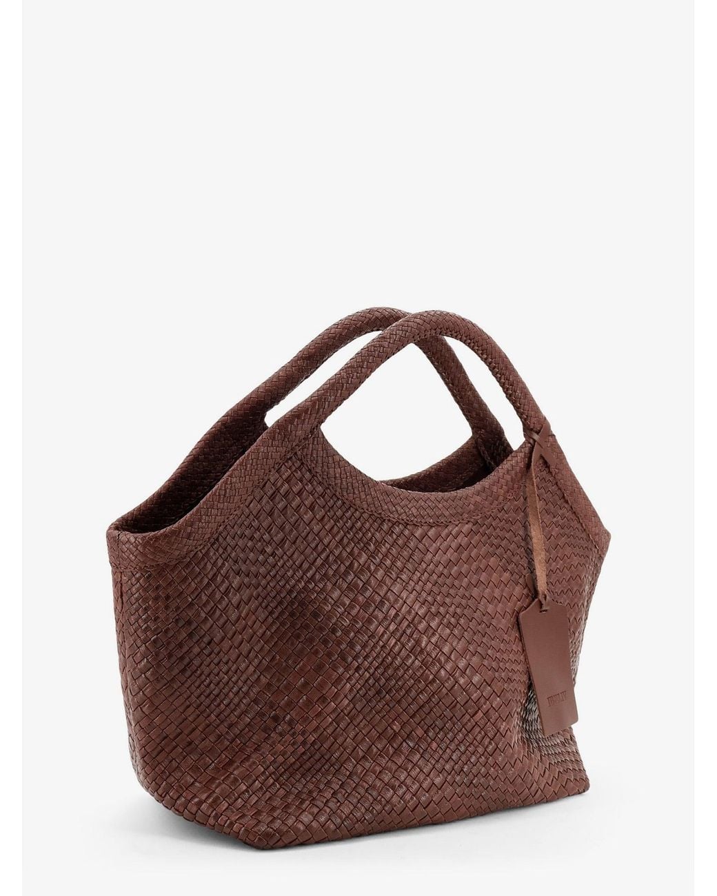 IBELIV Brown Pure Large Vegetable-Tanned Leather Handbag With A Woven Pattern