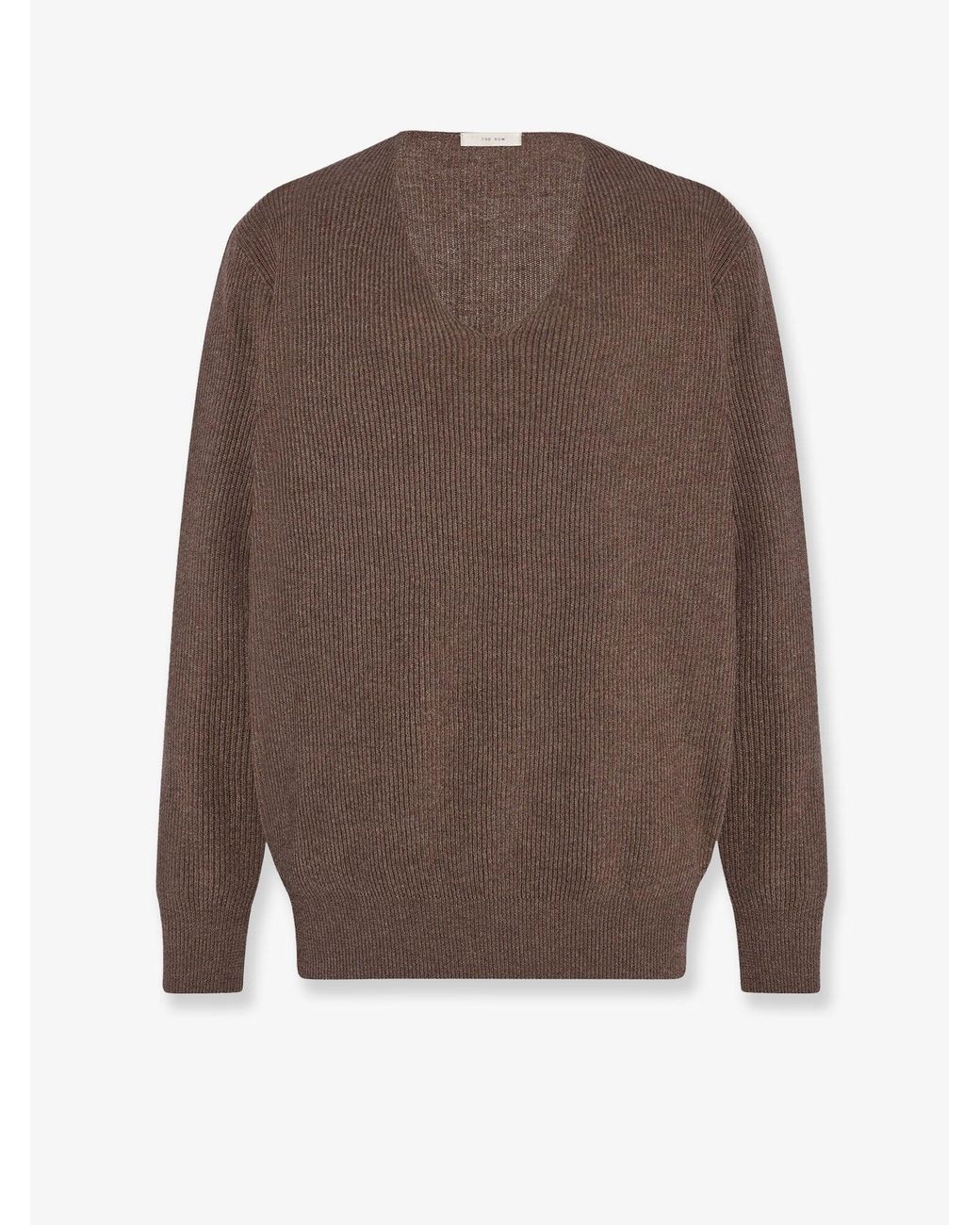 The Row Brown Phef Cotton And Cashmere Blend Sweater