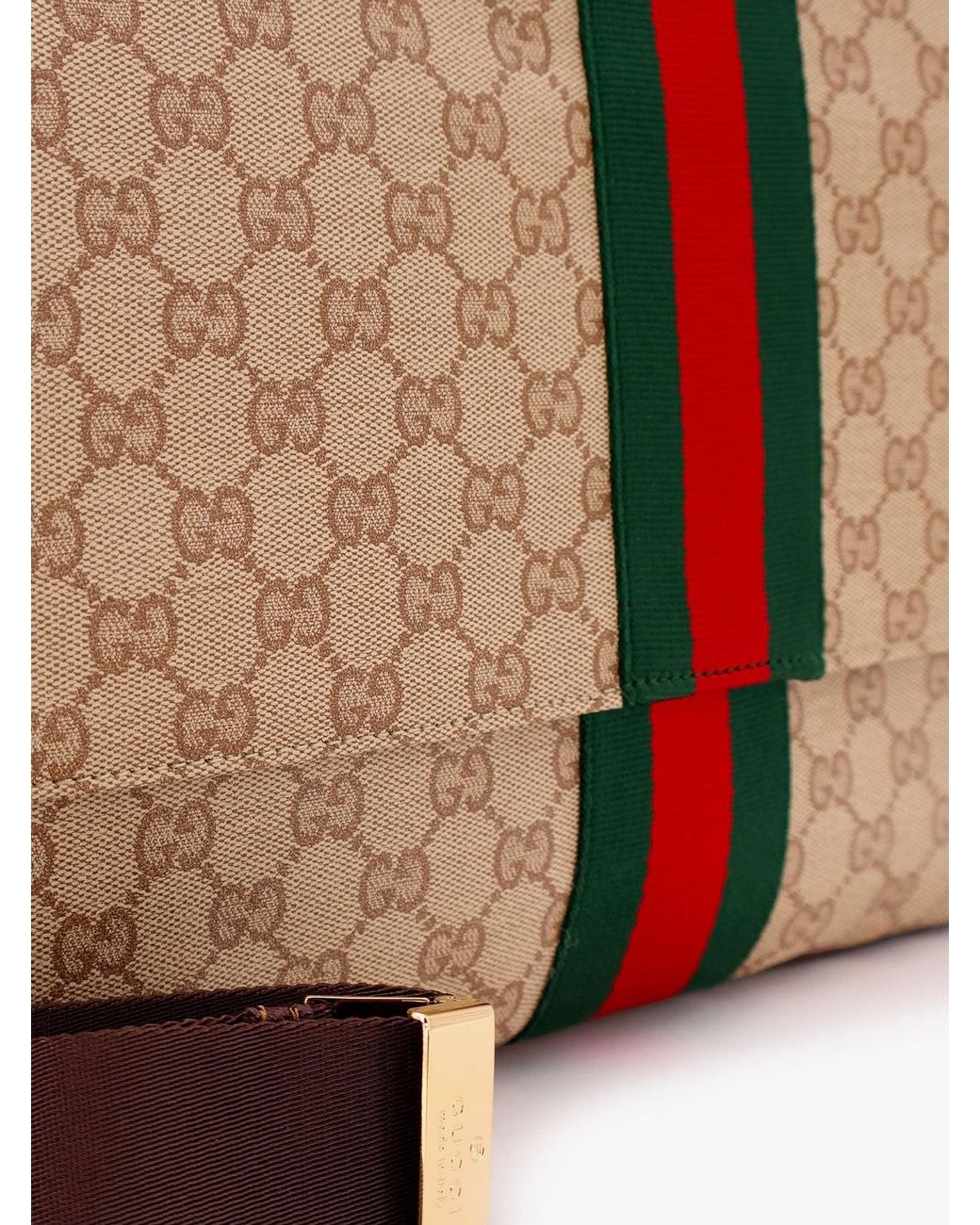 Gucci Brown Gg Canvas Crossbody Bag With Front Web Detail for men