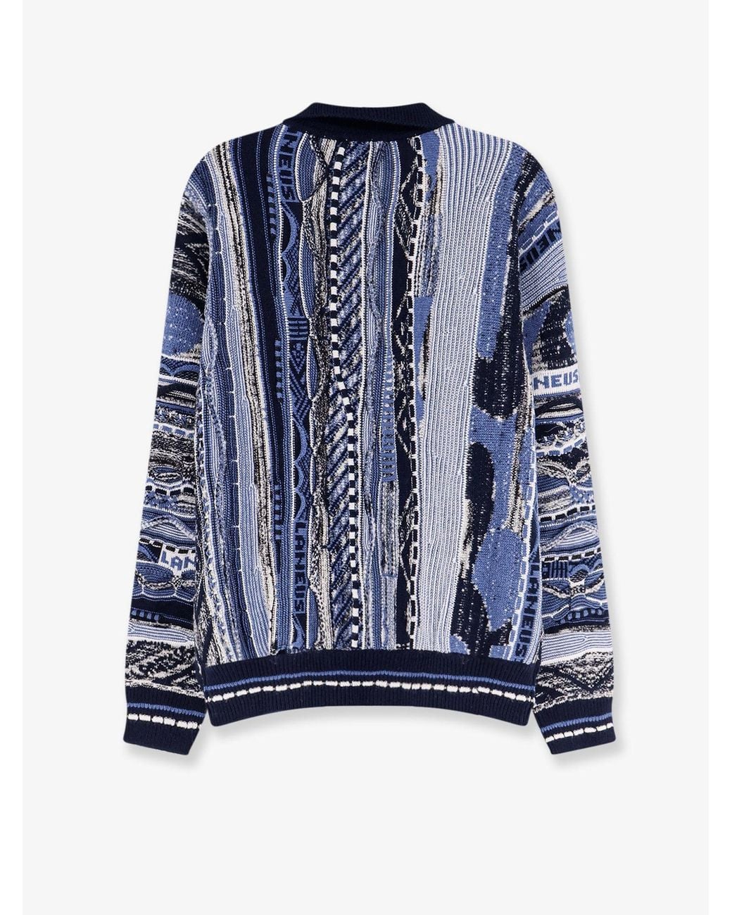 Laneus Blue Jacquard-Pattern Cardigan for men
