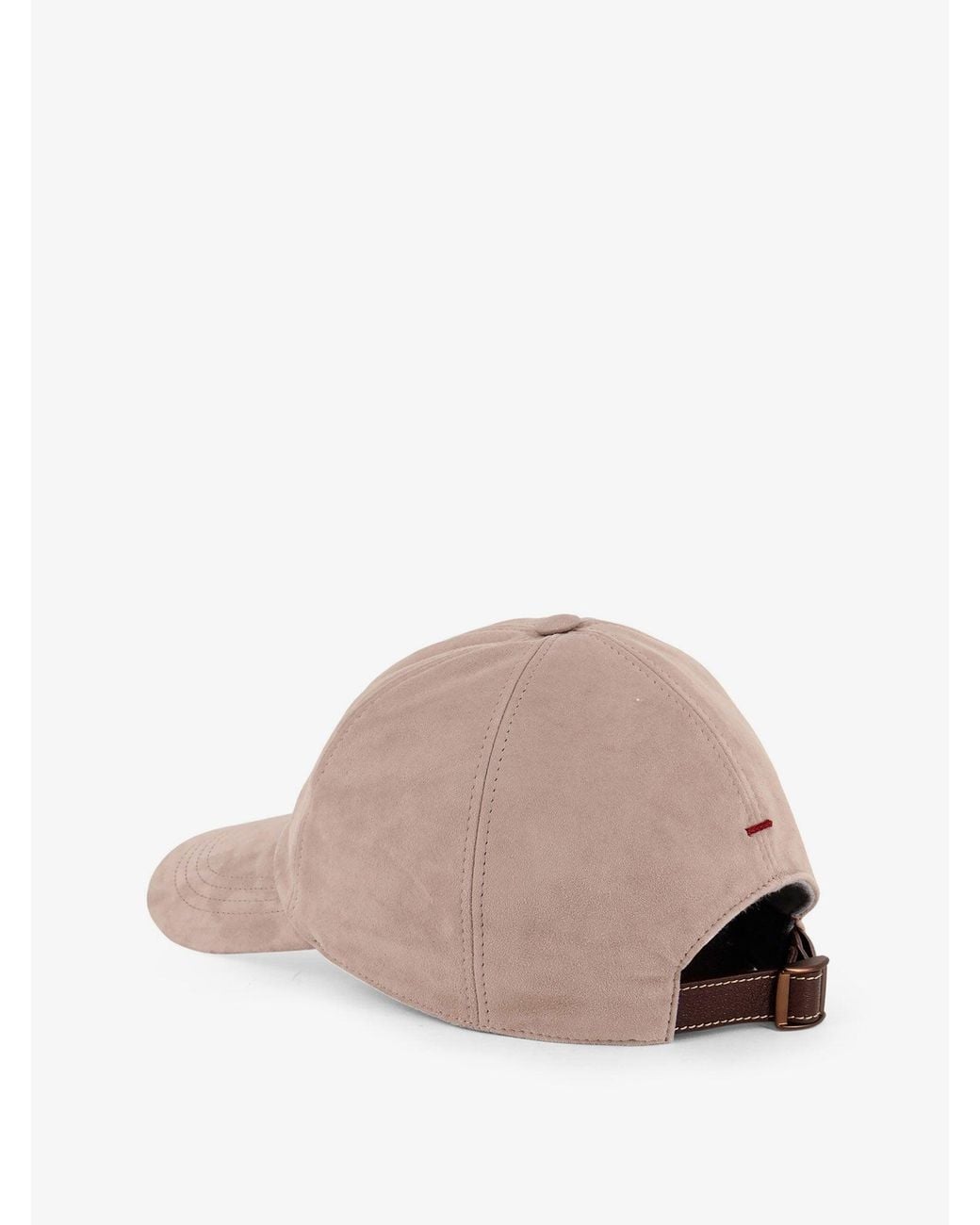 Brunello Cucinelli Pink Suede Hat With Embroidered Logo On The Front for men