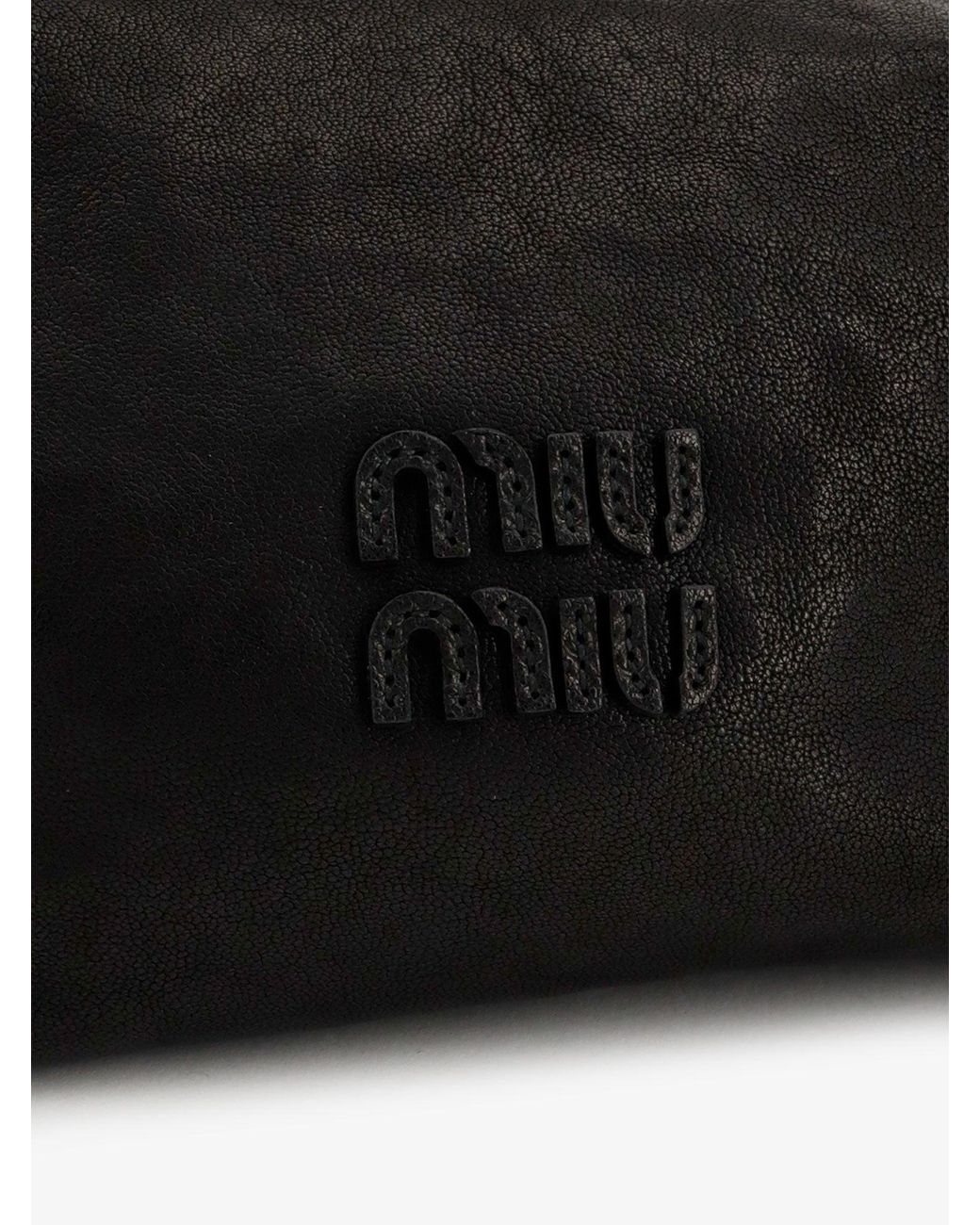 Miu Miu Black Nappa Aviator Leather Shoulder Bag