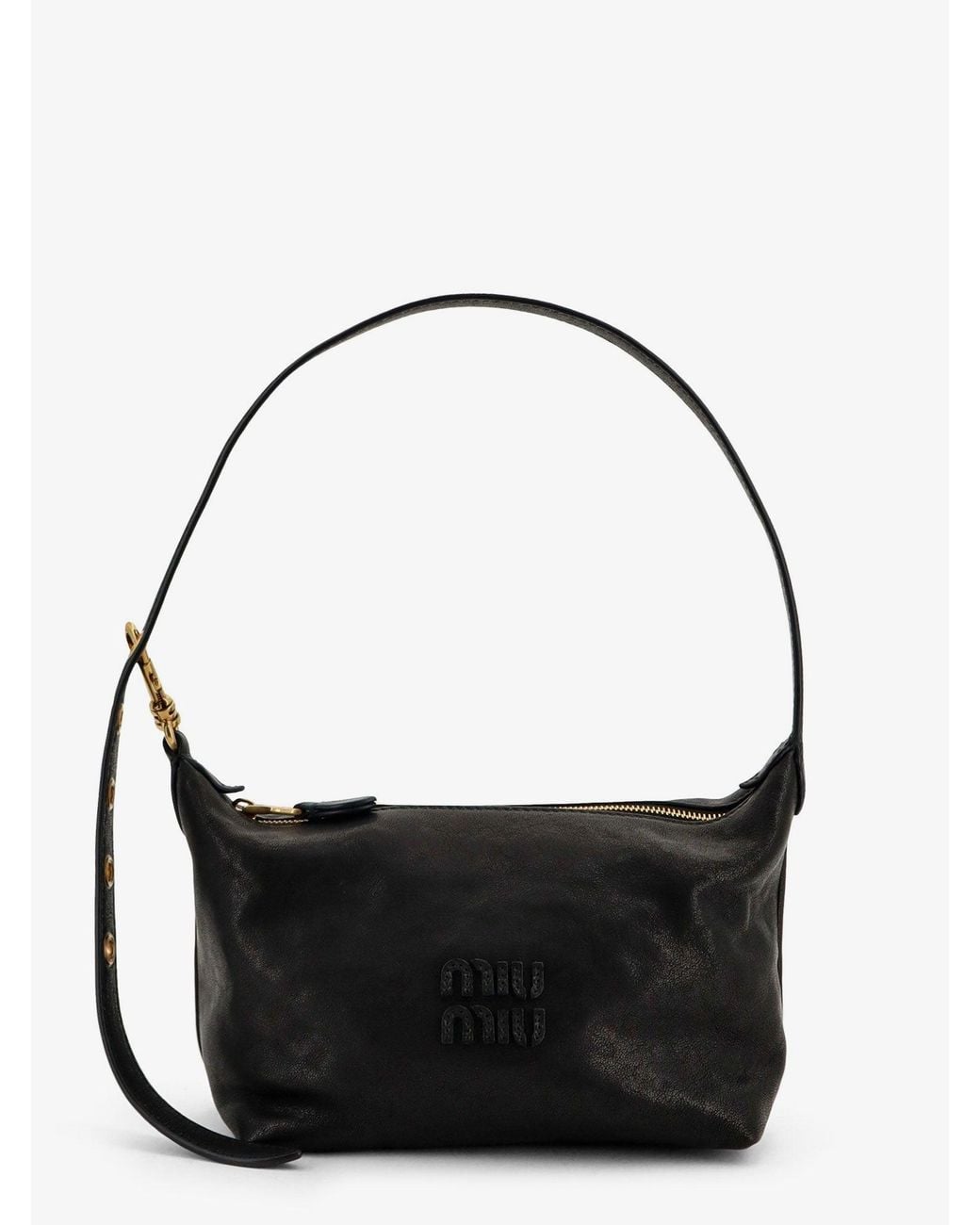 Miu Miu Black Nappa Aviator Leather Shoulder Bag