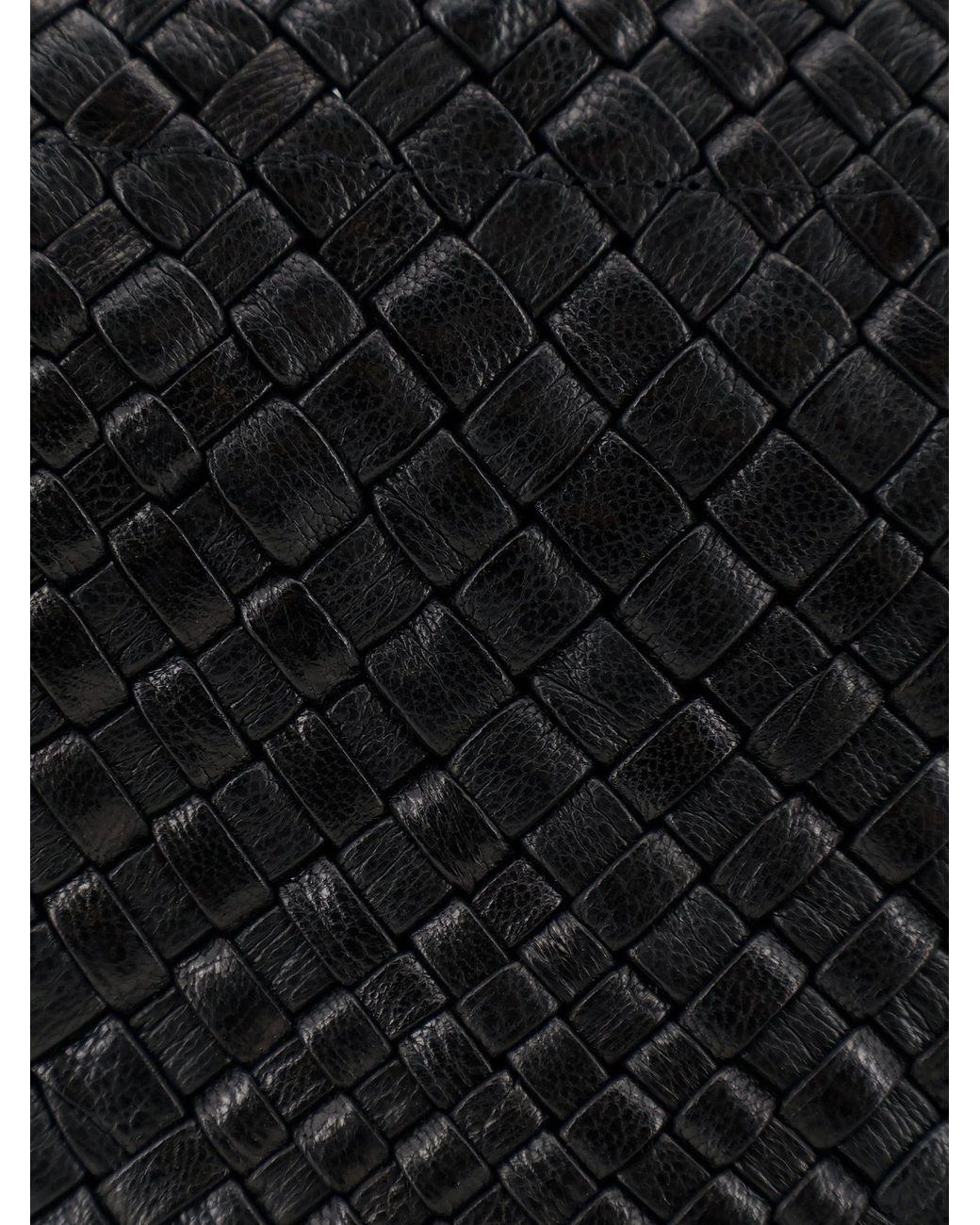 IBELIV Black Paris Vegetable-Tanned Leather Crossbody Bag With Woven Pattern