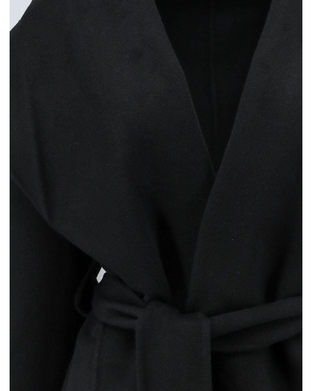 Totême Black Hooded Belted Wool Coat