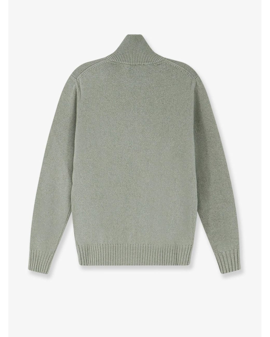 Alpha Studio Green Wool And Cashmere Half-Zip Cardigan for men