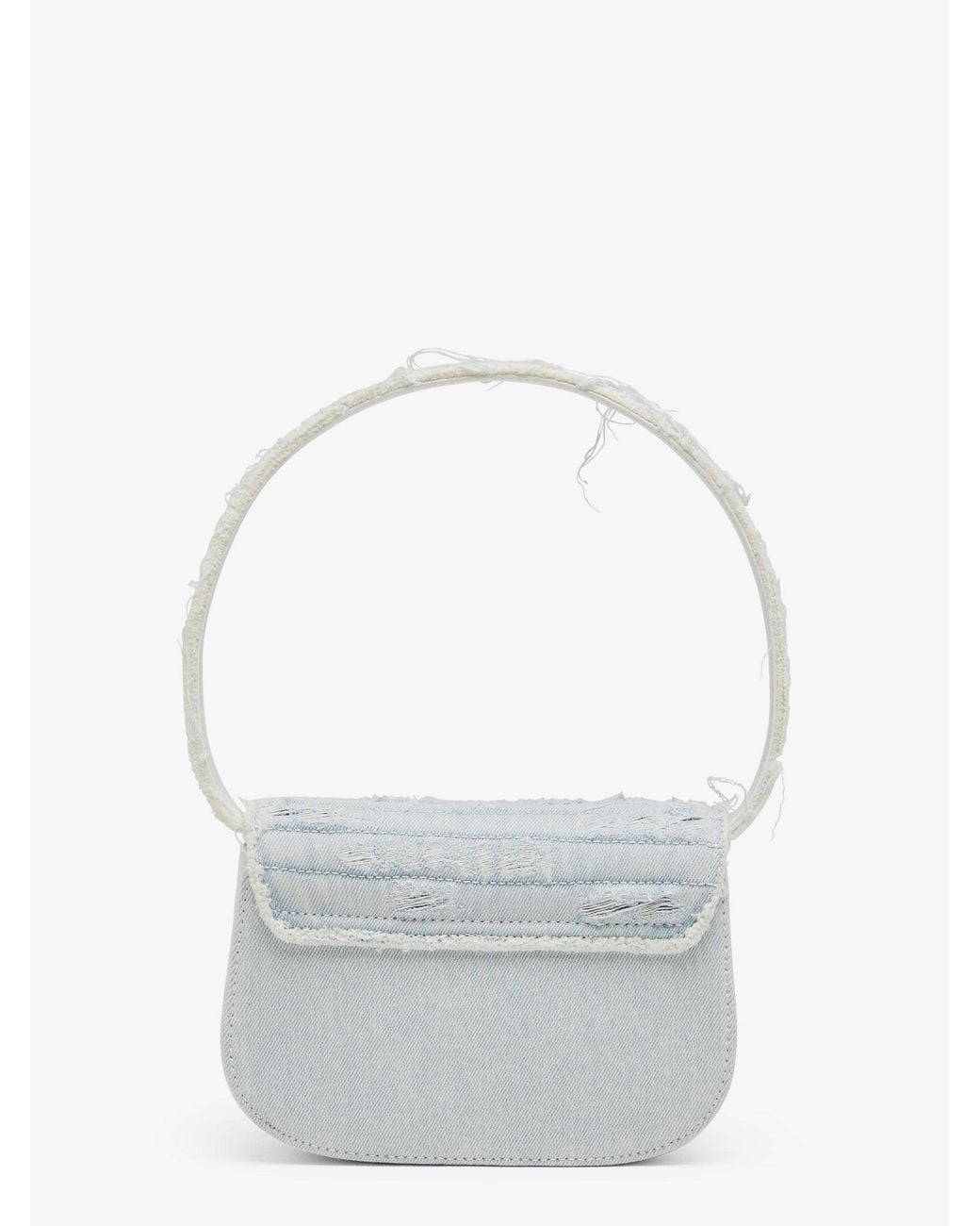 DIESEL Gray 1Dr Denim Shoulder Bag With Rhinestone D Logo