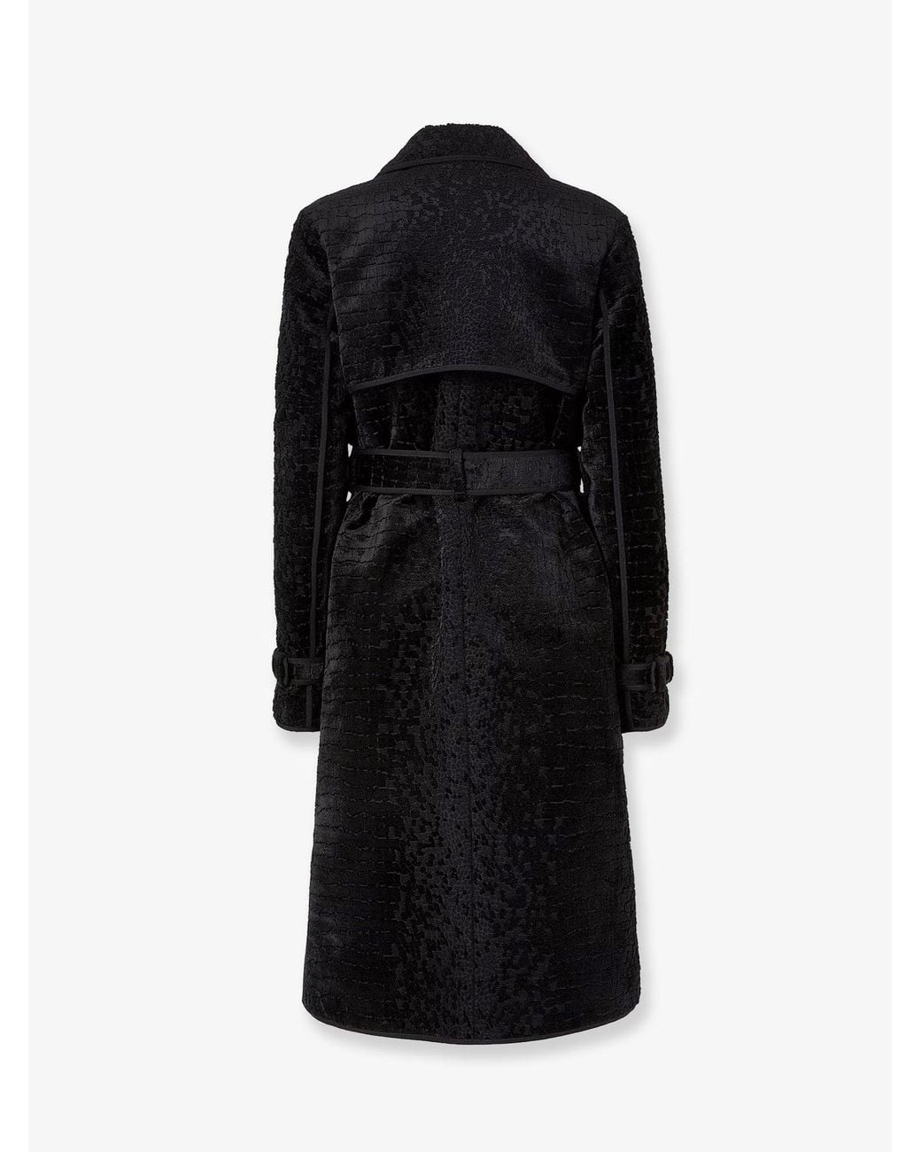 Fendi Black Jacquard Velvet Coat With Aniaml Print