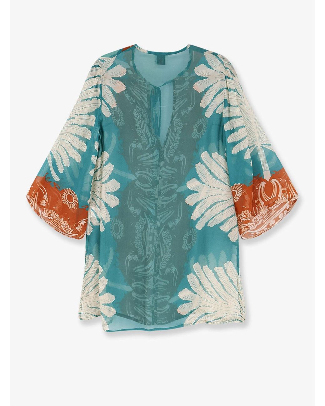 BYE Firenze Blue Palme Viscose And Silk Shirt