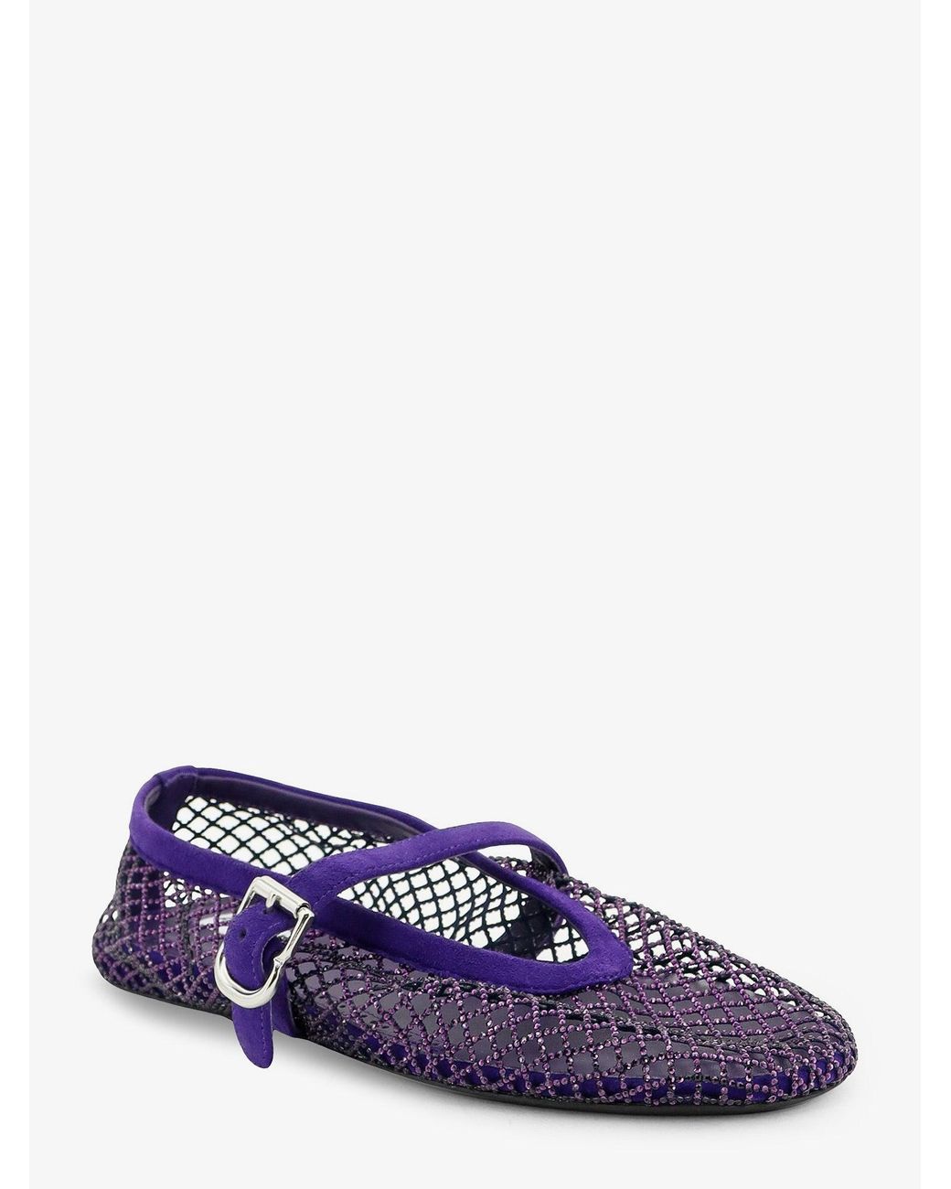 Alaïa White Ballerine Flat Mesh Ballerinas With Rhinestone Detail