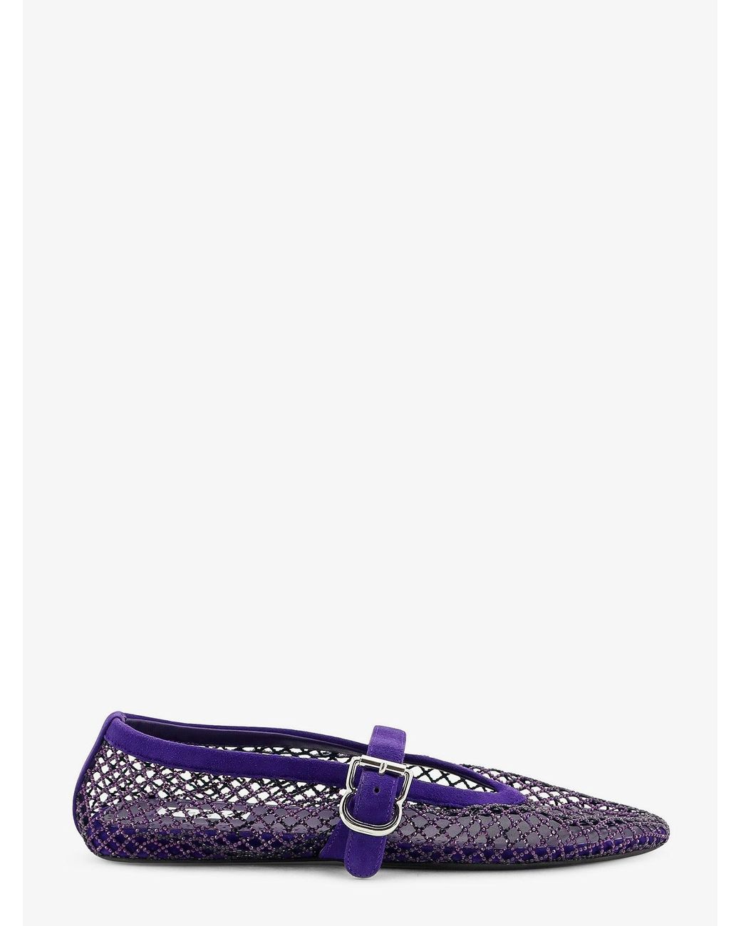 Alaïa White Ballerine Flat Mesh Ballerinas With Rhinestone Detail
