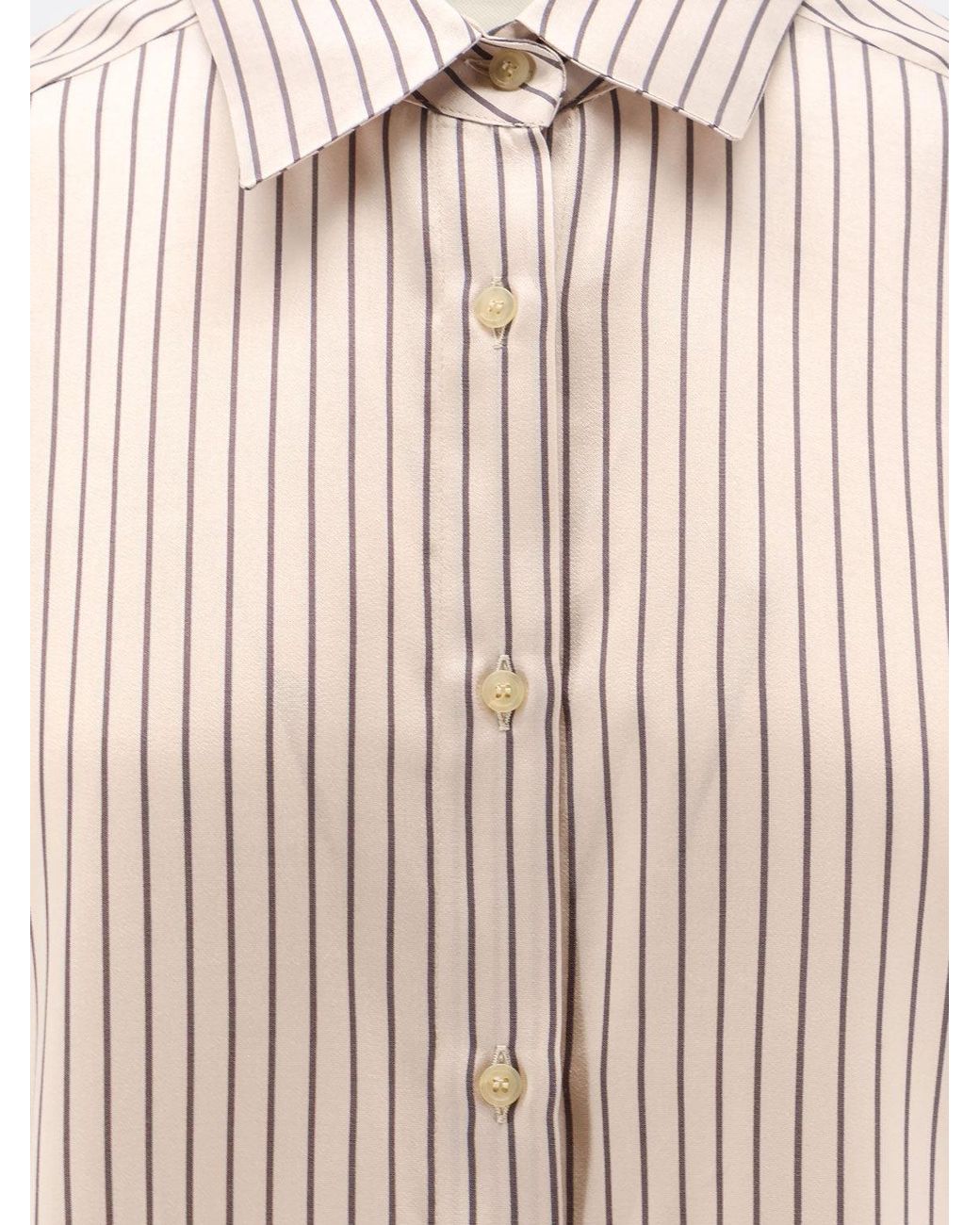 Alysi Natural Oversize Striped Lyocell And Silk Shirt
