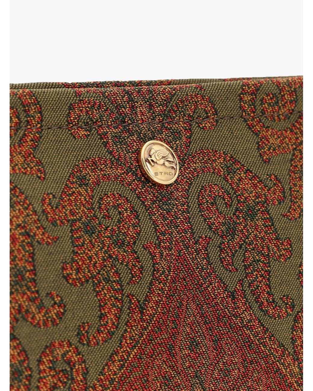Etro Brown Paisley Pattern Clutch Bag