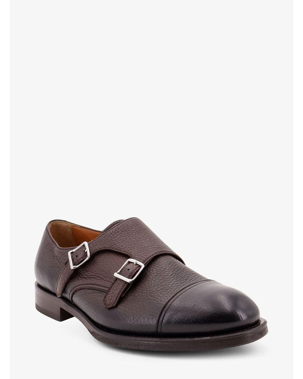 Doucal's Brown Leather Double-Buckle Loafers for men