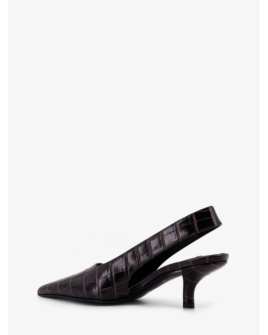 Totême  Black Leather Slingback Pumps With Embossed Croco Print