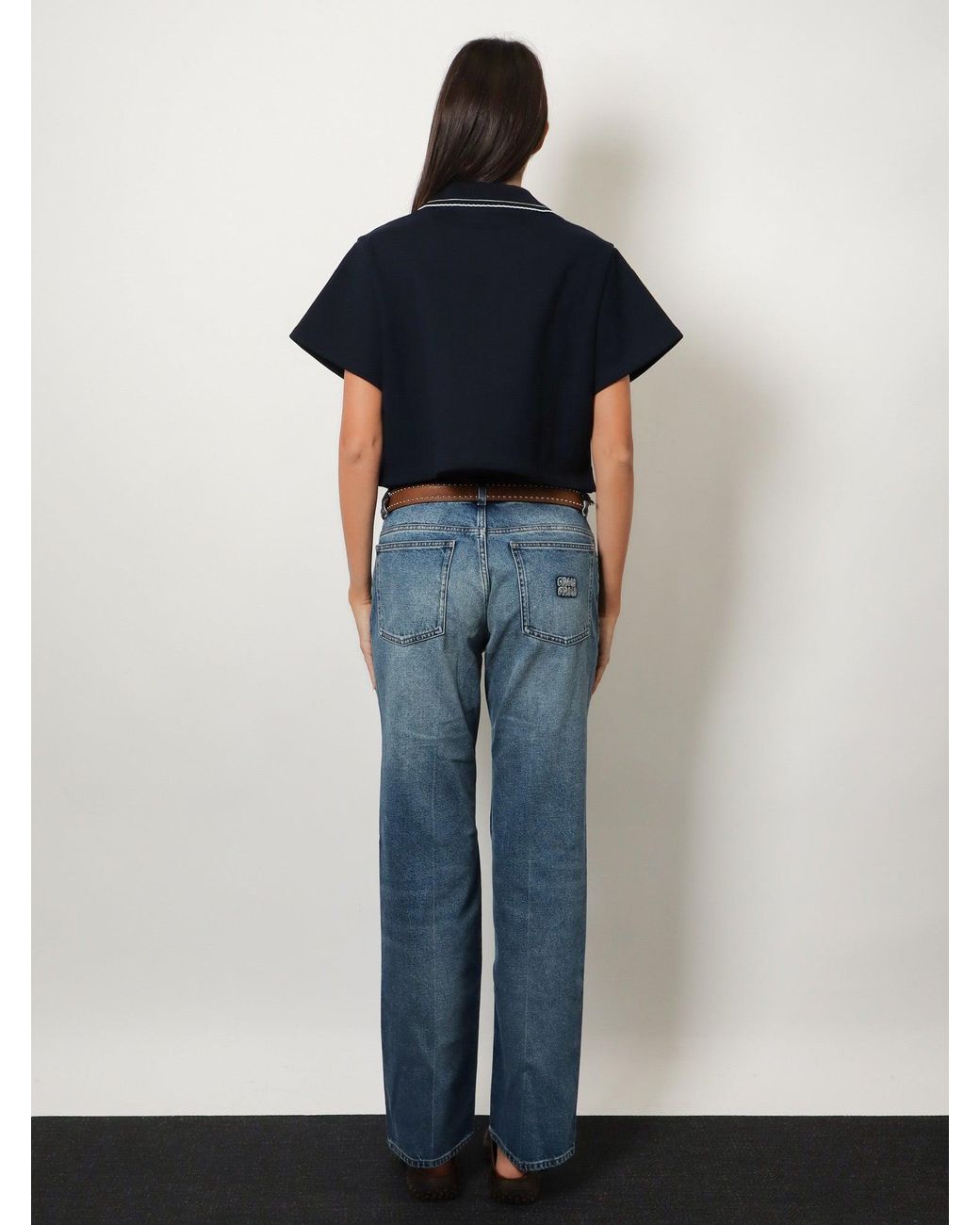 Miu Miu Blue Cotton Sweatshirt With Logo Embroidery