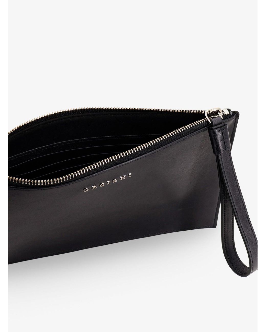 Orciani Black Leather Clutch Bag for men