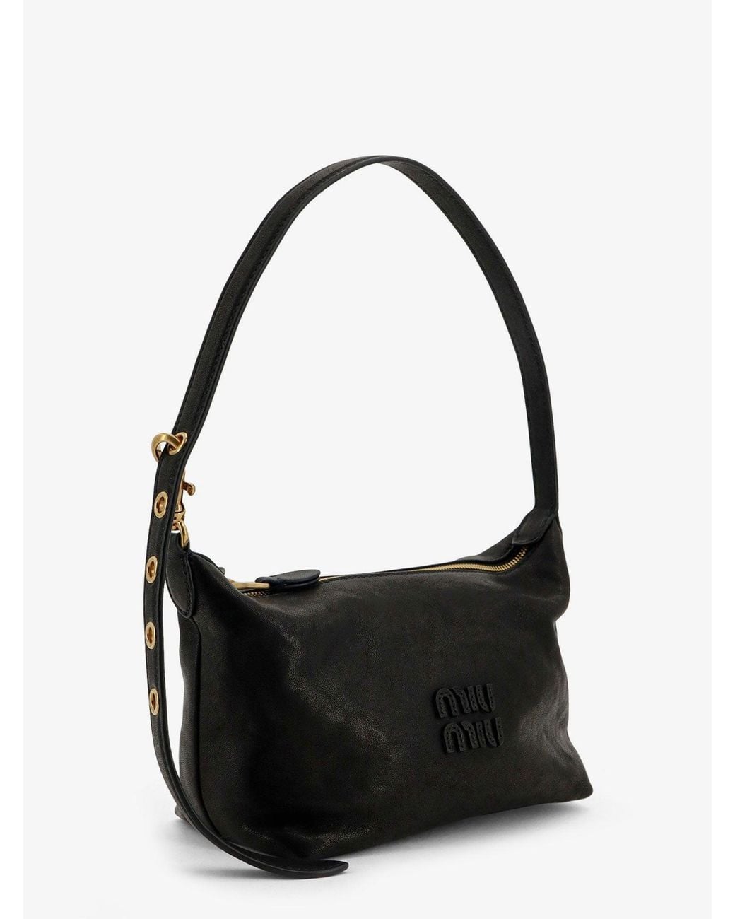 Miu Miu Black Nappa Aviator Leather Shoulder Bag
