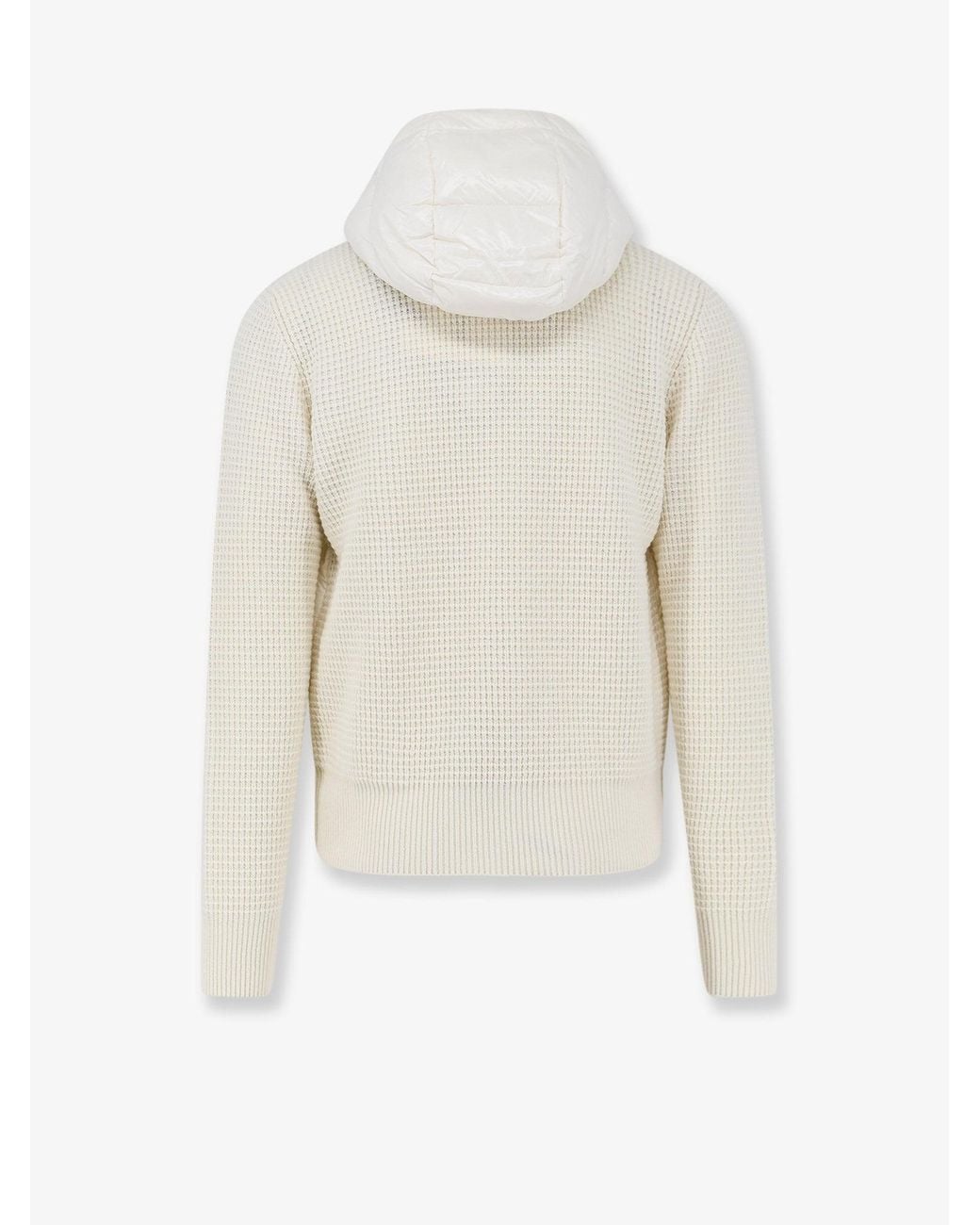 Moncler White Nylon Jacket With Wool And Cashmere Blend Sleeves for men