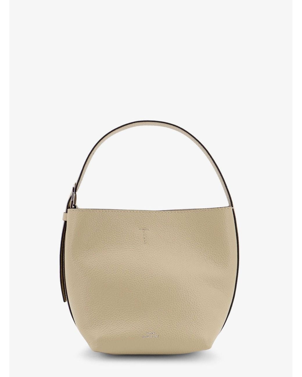 Totême Metallic Petite Belted Leather Handbag With Logo Lettering Print