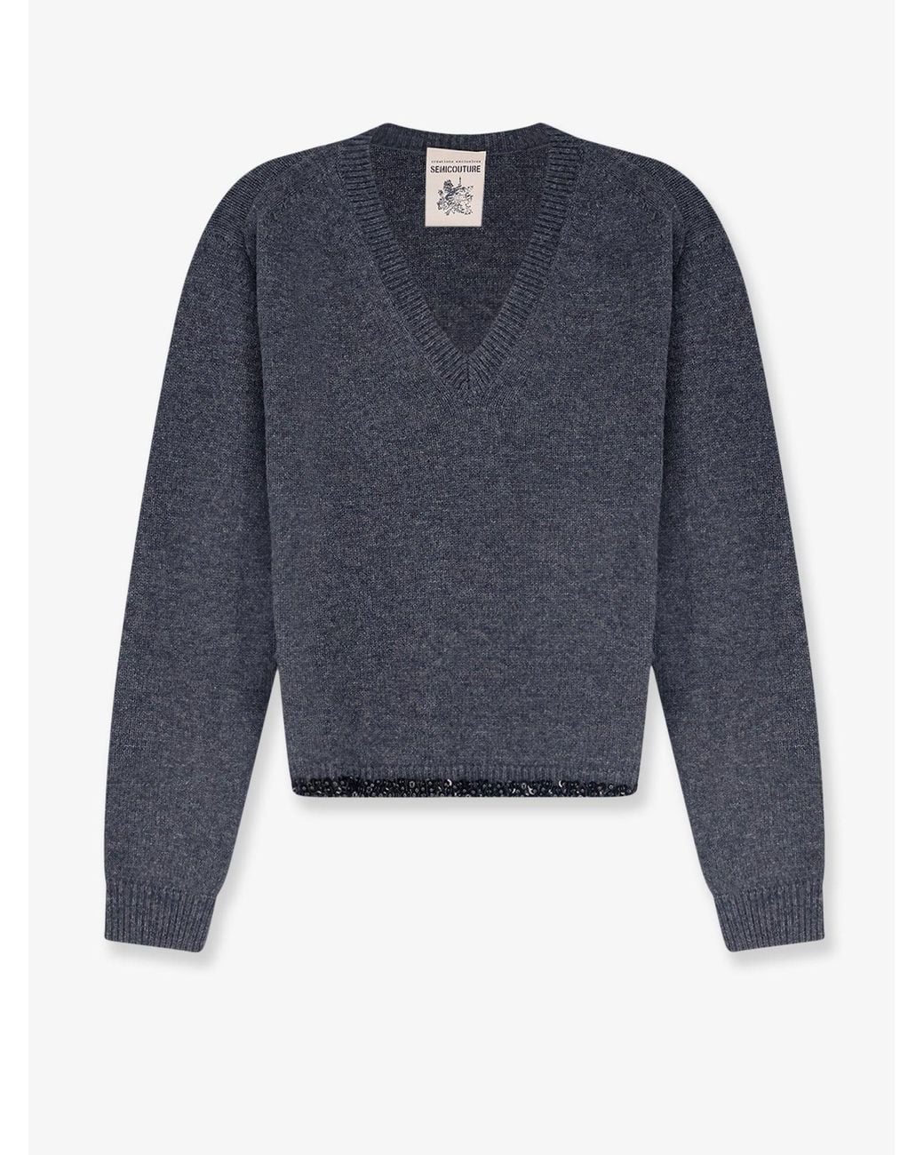 Semicouture Blue Virgin Wool And Cashmere Sweater