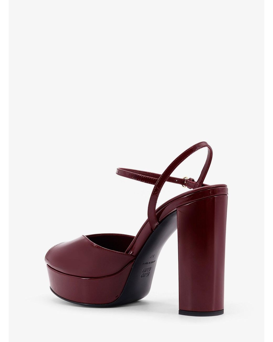 Miu Miu Patent Leather Sandals With Heel And Wedge in Red