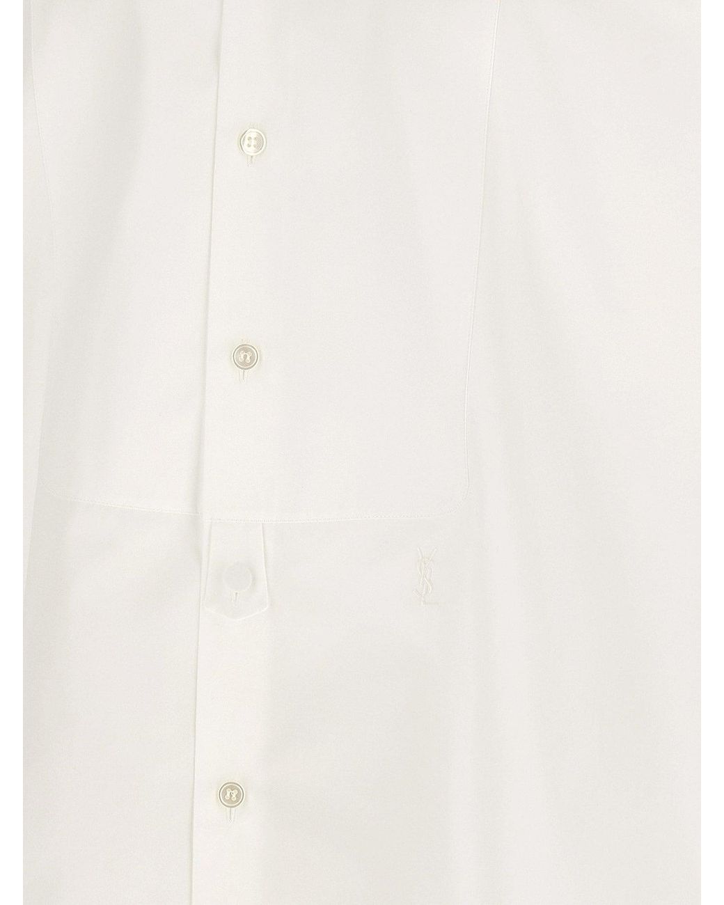 Saint Laurent White Cotton Shirt With Plastron for men