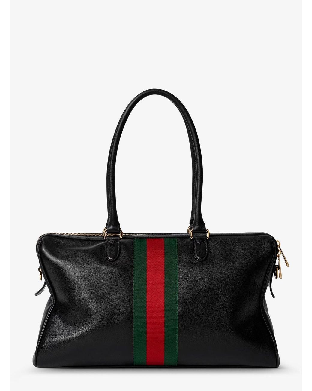 Gucci Black Leather Shoulder Bag With Metal Clasp