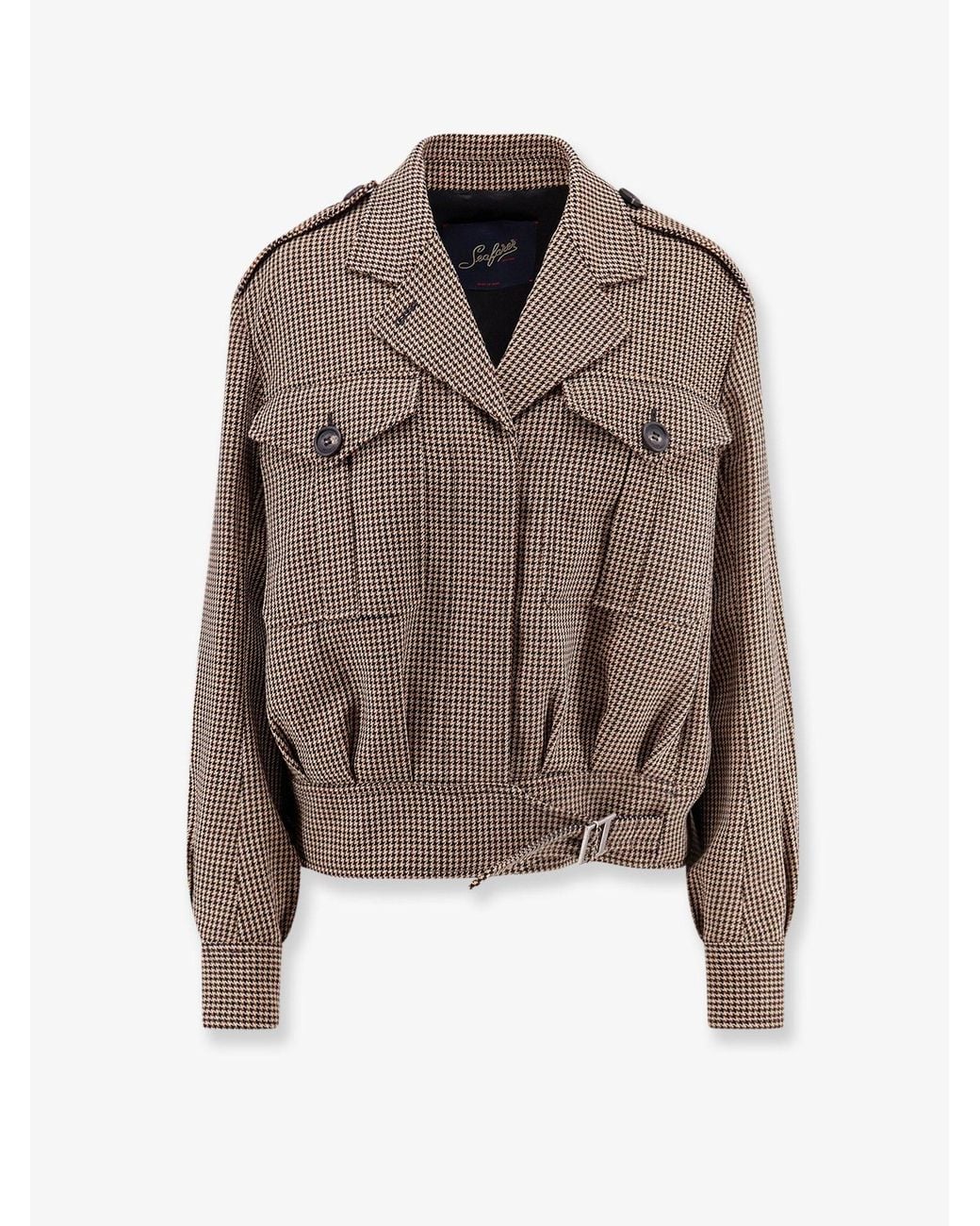 Seafarer Brown Cris Wool Jacket With Houndstooth Pattern