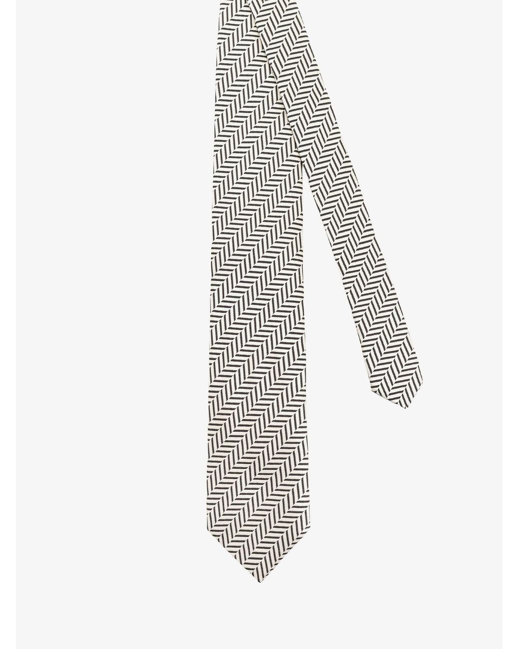 Tom Ford White Silk Tie With Geometric Pattern for men