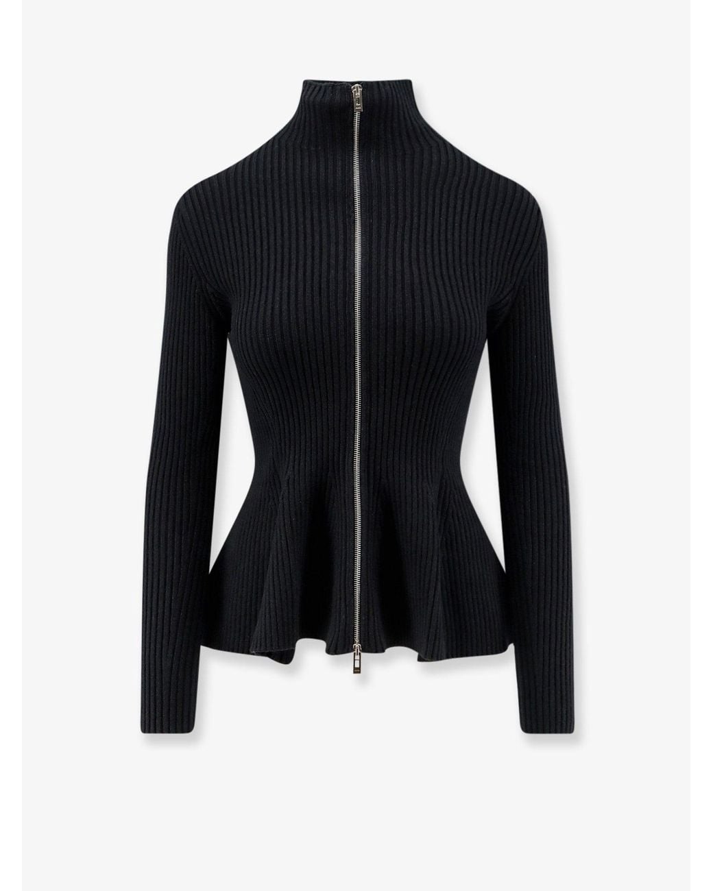 Alaïa Blue Wool Blend Sweater With Ribbed Pattern