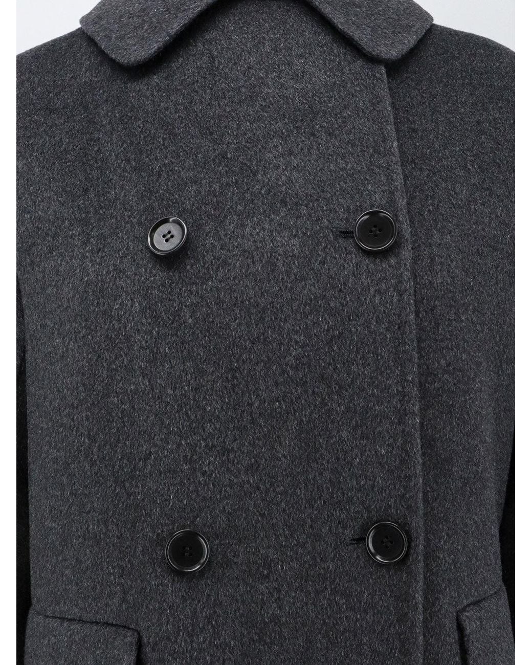 Aspesi Black Double-Breasted Wool Coat
