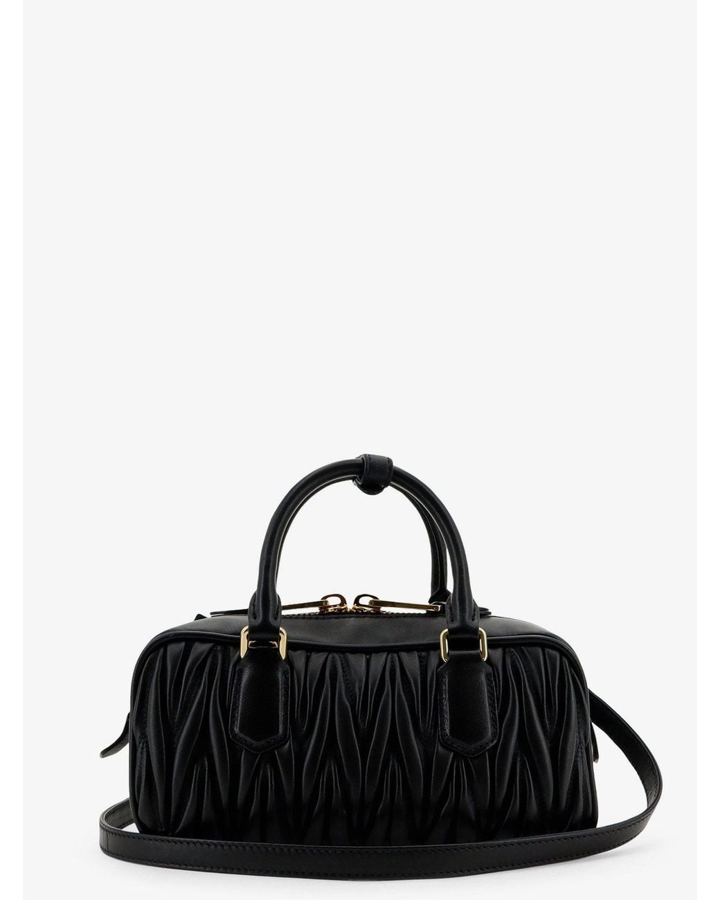 Miu Miu Black Arcadie Matelassé Leather Crossbody Bag