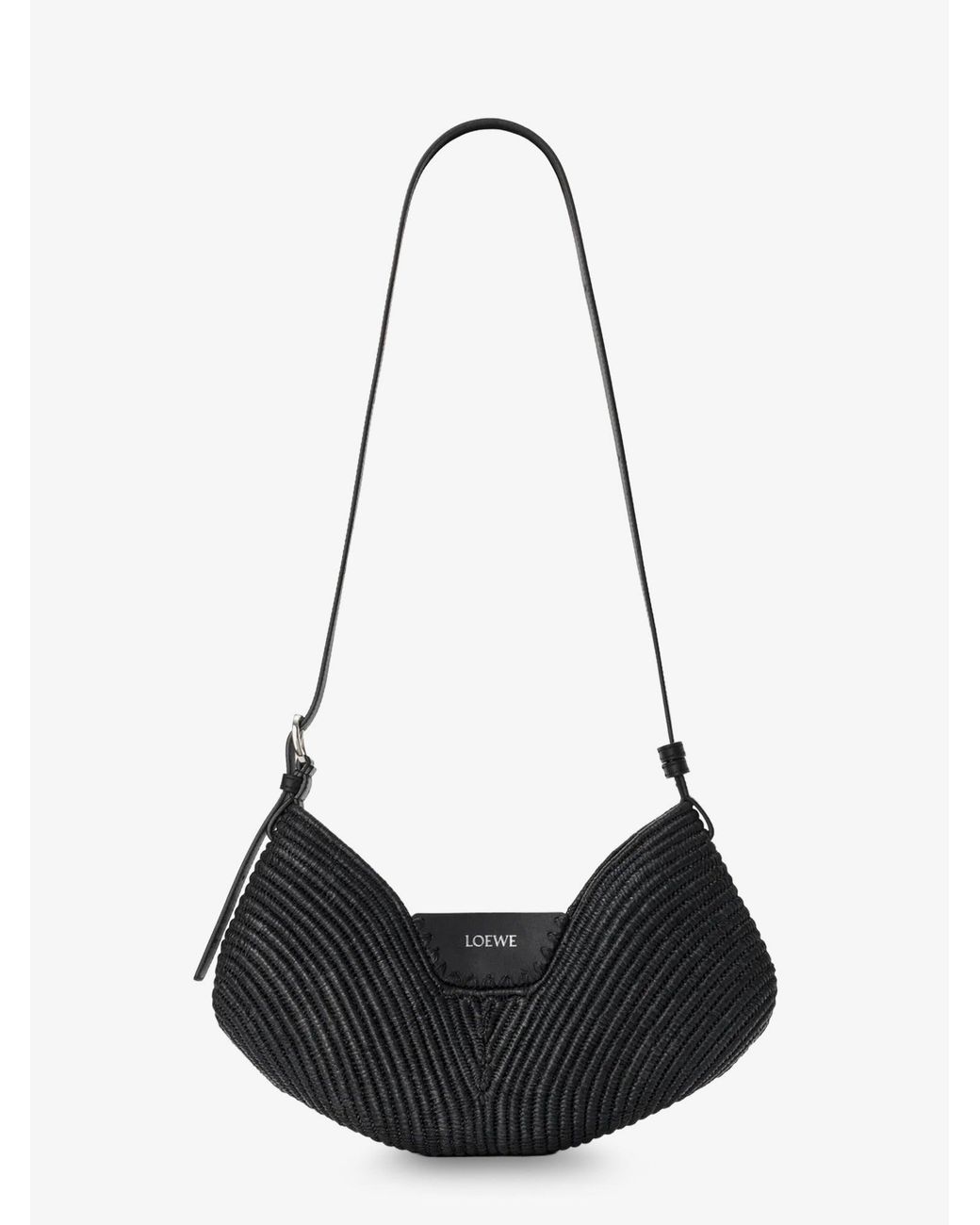 Loewe Black Paula's Ibiza-Swing Raffia And Leather Shoulder Bag