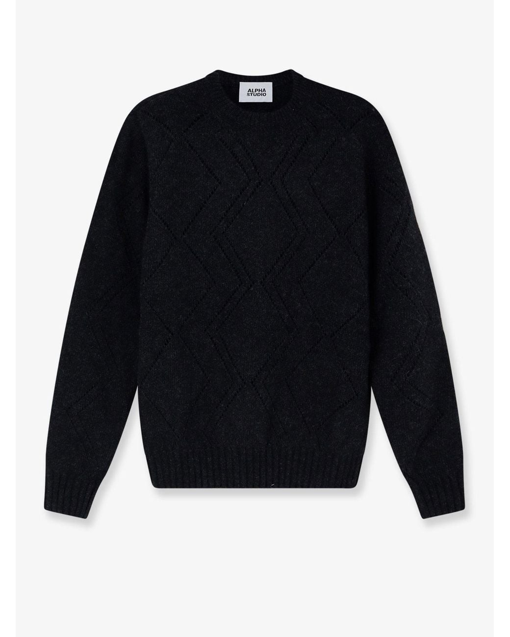 Alpha Studio Blue Wool-Blend Crew-Neck Sweater for men